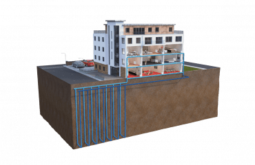 Kensa Ground Source Heat Pumps Shoebox Heat Pump District Heating Diagram for New Builds & Tower Blocks with Renewable Heat Incentive