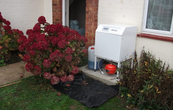 Ground Source Review: New Linx, Lincolnshire. Heat pump in garden