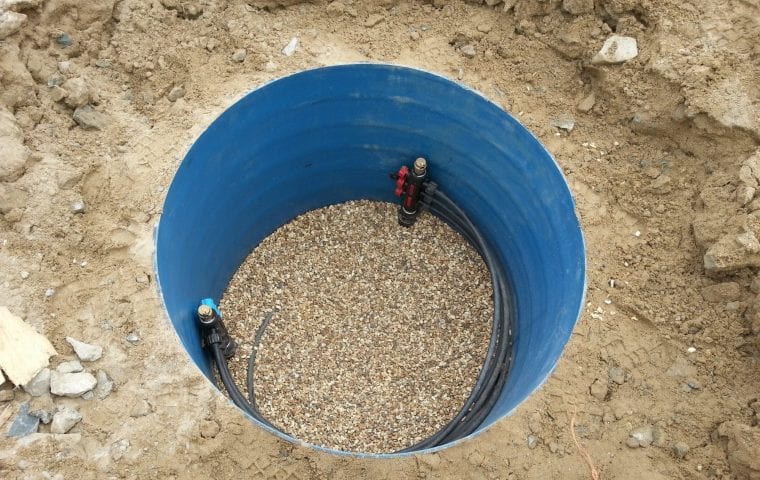 Ground Source Review: RNLI Porthdinllaen. Box and chamber installation. Finished Chamber