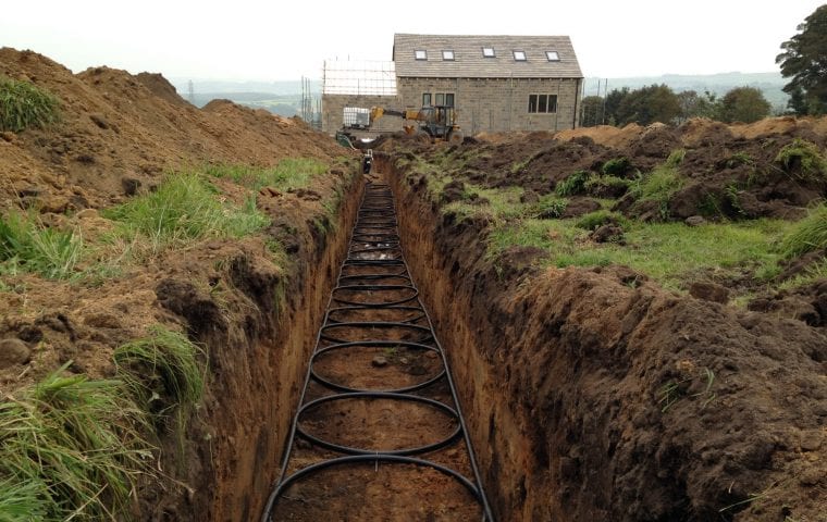 Ground Source Review: Eastwinds - 4 x 50m slinky coils buried in trenches