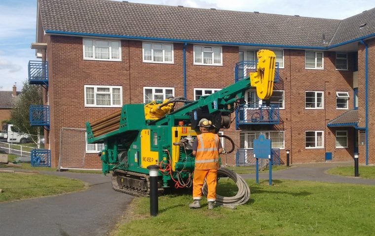 Setting up the drill rig