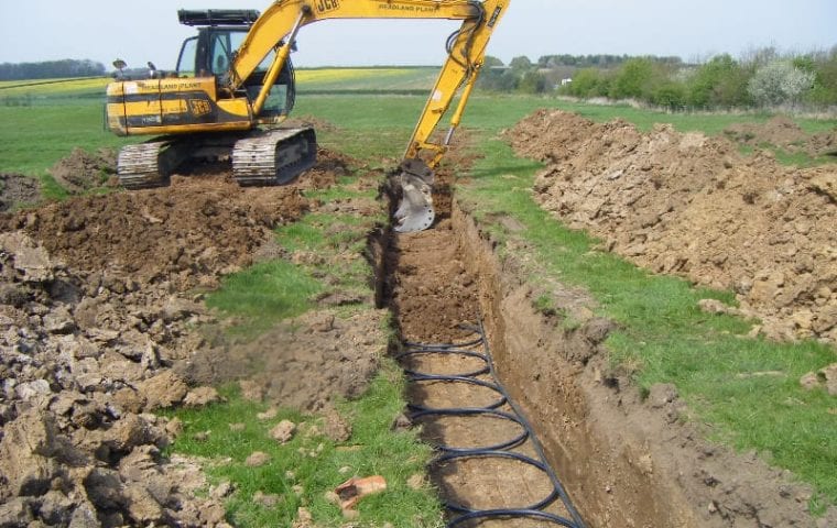 Ground Source Review Broadgate Farm Heat Pump - Slinky pipe installment