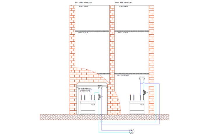 Kensa Ground Source Heat Pump Review: Social Housing - Flagship Housing Array - Diagram of house