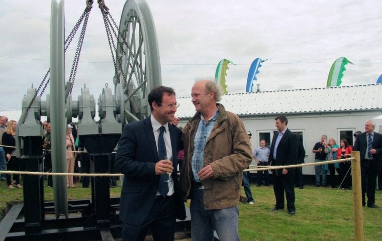Sir Tim Smit with Richard Freeborn at the Mount Wellington Mine Renewable Energy Park opening