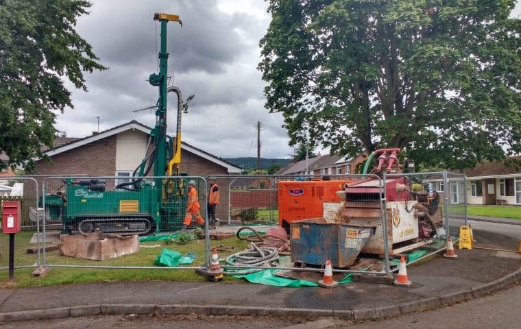 Stonewater Housing Weobley District Ground Source Heat Pump Retrofit Social Housing Project Borehole drilling