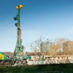 Borehole drilling rig at the Enfield site M