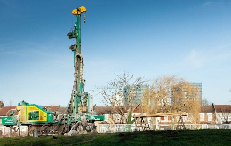 Borehole drilling rig at the Enfield site M