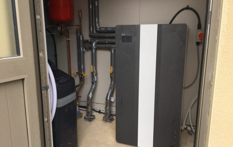 Cock Robin Farm ground source heat pump case study: Evo ground source heat pump installed