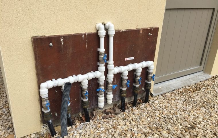 Cock Robin Farm ground source heat pump case study: six way manifold