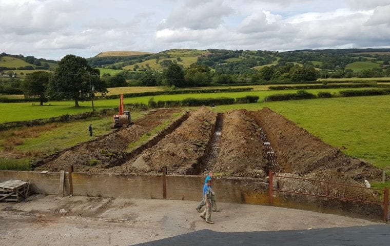 Rhandir Llangadfan ground source heat pump case study: digging slinky trenches