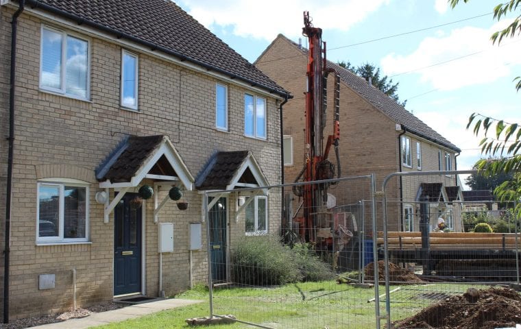 Airey Close ground source heat pump case study: borehole drilling in a tight space