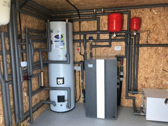 Clifford Place ground source heat pump case study: Evo heat pump in plant room