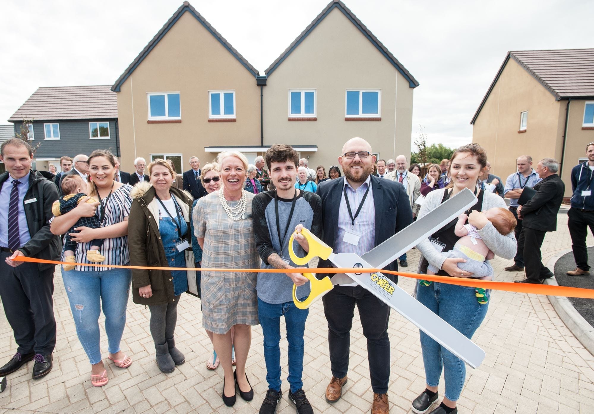 Tuckers Close ground source heat pump case study: ribbon cutting ceremony