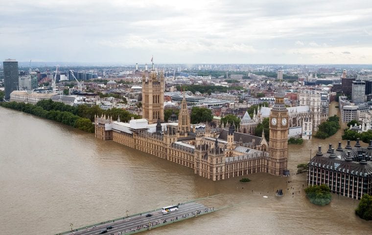 Consequences of 4°C warming in London. Source: Climate Central. https://sealevel.climatecentral.org