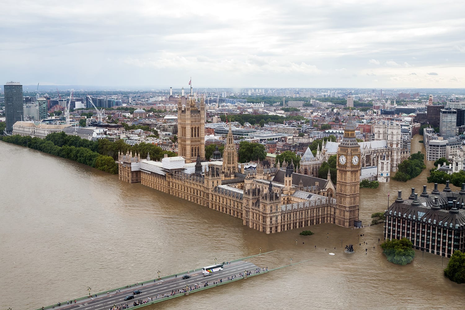 Consequences of 4°C warming in London. Source: Climate Central. https://sealevel.climatecentral.org