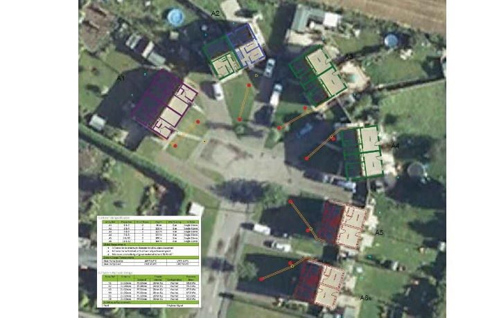 Airey Close ground source heat pump case study: borehole design aerial view