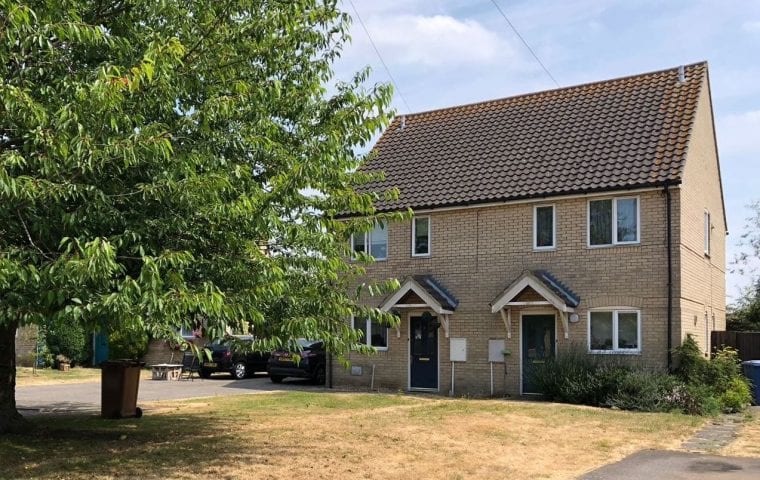 Airey Close ground source heat pump case study: external shot of social housing