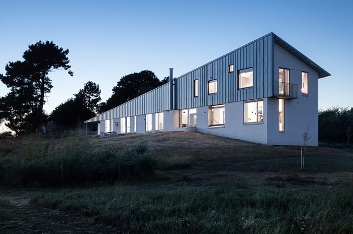 Marsh Hill ground source heat pump case study: external evening shot