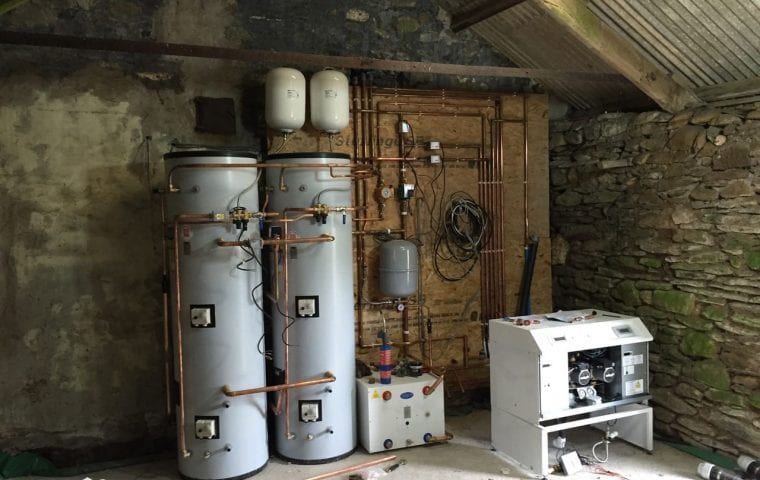 Blaenllechog Farm water source heat pump case study: plant room