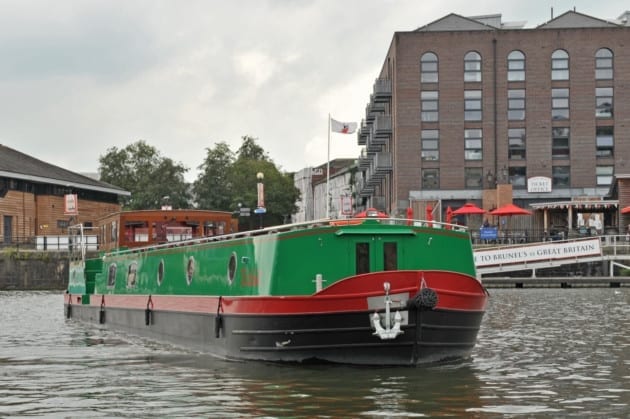 Tulak Barge water source heat pump case study: Barge pictured in Bristol harbour