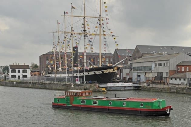 TTulak Barge water source heat pump case study: Barge pictured with the SS Great Britain