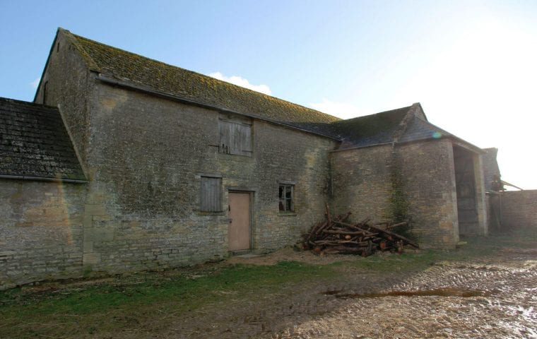 Bibury Farm Barns ground source heat pump case study: mid external renovation works