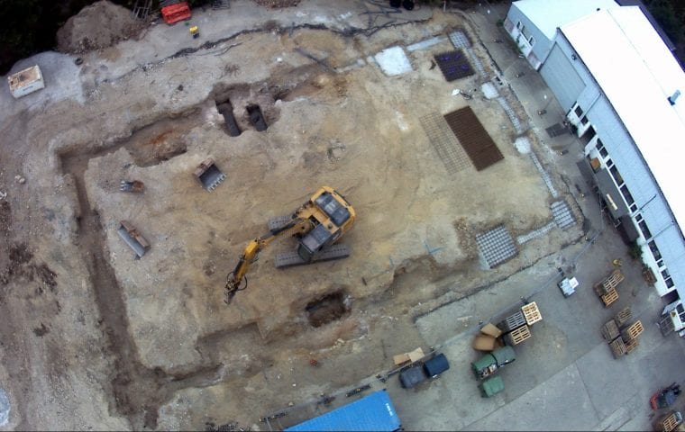 A drone picture of Kensa's factory foundations