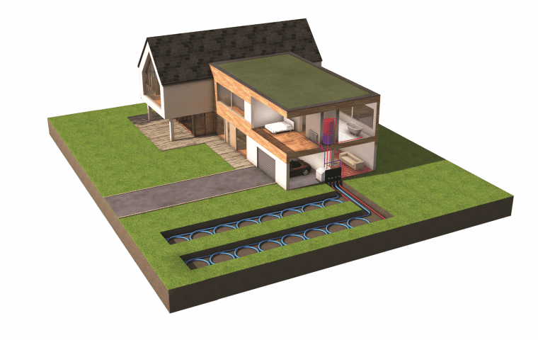 Self Build property with slinky pipes - copyright Kensa Heat Pumps