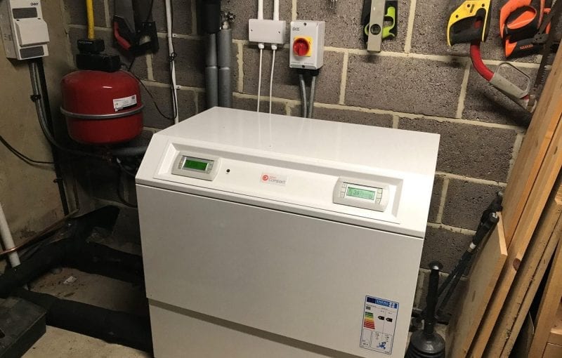 21kW Hybrid Single Phase Twin Compressor ground source heat pump - Installed