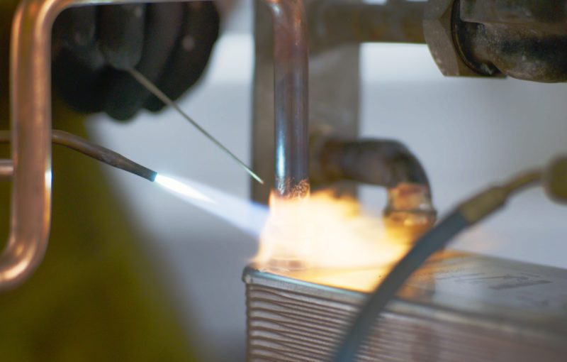 Kensa heat pump assembly heat welding close up